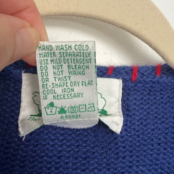 Quacker Factory Blue Knit Top with Red Stitching - Picture 6 of 8